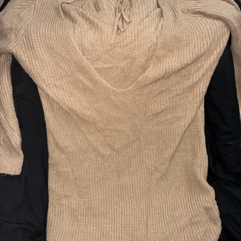 Cozy Tan Knit Sweater Dress